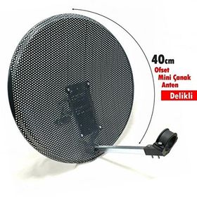 Antenci 40 CM Antrasit Delikli Mini Karavan Çanak Anteni
