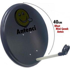 Antenci 40 CM Antrasit Mini Karavan Çanak Anteni