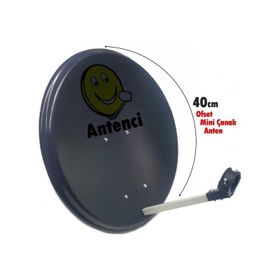 Antenci 40 CM Antrasit Mini Karavan Çanak Anteni