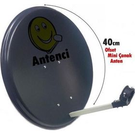 Antenci 40 CM Antrasit Mini Karavan Çanak Anteni