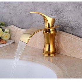 Anunnaki Gold Altın Dore Şelale Modern Tezgah Üstü Banyo Lavabo Bataryası