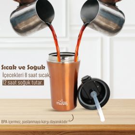 Any Morning SI232021 Mug Bakır 400 ml Bakır Iki Ağızlı Termos