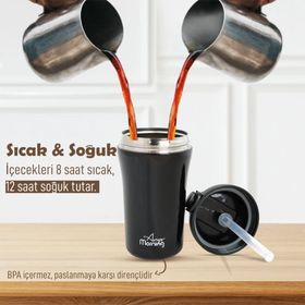 Any Morning SI232021 Mug Siyah 400 ml İki Ağızlı Termos