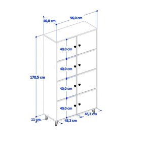 Anzera Lego XL Atlas Çam Antrasit 96x40x181.5 cm Büyük Boy Çok Amaçlı Dolap