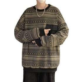 Aobiono Preppy Boho Çizgili Harajuku Y2K Light Academia Korean Japanese Kahverengi Kapüşonlu Unisex Sweatshirt
