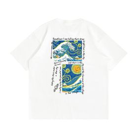 Aobiono Vintage Preppy Y2K Dalga Grafik Manzara Beyaz Unisex T-shirt