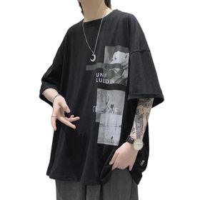 Aobiono Vintage Y2K Grunge Streetwear 2000'ler Unisex Siyah T-shirt