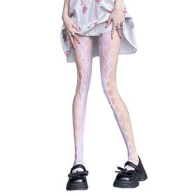 Aobiono Y2K Açık Mor Grunge Kawaii Şeffaf Dantel Kadın Külotlu Çorap