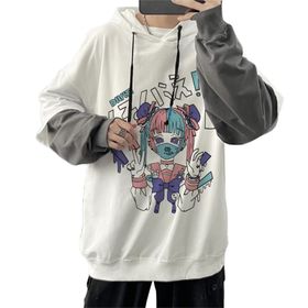 Aobiono Y2K Anime Harajuku Emo Grunge Alt Japon Academia Punk Kawaii Beyaz C Unisex Hoodie