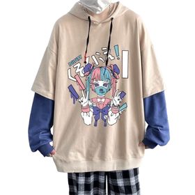 Aobiono Y2K Anime Harajuku Emo Grunge Alt Japon Academia Punk Kawaii Haki Unisex Hoodie