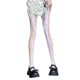 Aobiono Y2K Beyaz Grunge Kawaii Şeffaf Dantel Kadın Külotlu Çorap