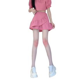 Aobiono Y2K Degrade Kawaii Beyaz Kadın Külotlu Çorap
