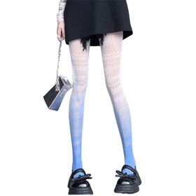 Aobiono Y2K Fishnet Degrade Cosplay Grunge Kawaii Mavi Dantel Kadın Külotlu Çorap