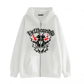 Aobiono Y2K İskelet Kafatası Kelebek Harajuku Grunge Emo Dark Academia Beyaz 2 Unisex Hoodie