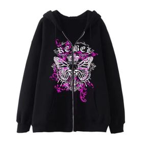Aobiono Y2K İskelet Kapüşonlu Grunge Harajuku Dark Academia Emo Siyah Unisex Hoodie