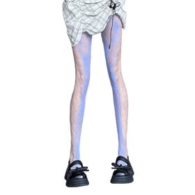 Aobiono Y2K Mor Mavi Grunge Kawaii Şeffaf Dantel Kadın Külotlu Çorap