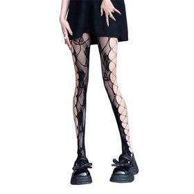 Aobiono Y2K Siyah Grunge Kawaii Şeffaf Dantel Kadın Külotlu Çorap