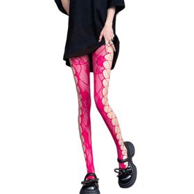 Aobiono Y2KSıcak Pembe Grunge Kawaii Şeffaf Dantel Kadın Külotlu Çorap