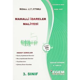 AÖF Egem Yayınları Mahalli İdareler Maliyesi Bahar Dönemi Güncel Baskı Konu Anlatımlı Soru Bankası