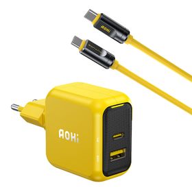 Aohi Magcube 67W 2 Portlu Şarj Adaptörü + 240W 8K Süper Hızlı Şarj ve Data Kablosu Seti
