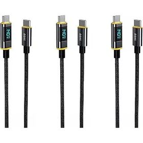 Aohi Magline 140W Type-C to Type-C 1.2 mt PD 3.1 480 MBPS 3'lü Led Ekranlı Naylon Örgülü Süper Hızlı Şarj ve Data Kablosu Seti