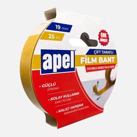 Apel 19 mm 25 mt Şeffaf Askılı Karton Çift Taraflı Film Bant