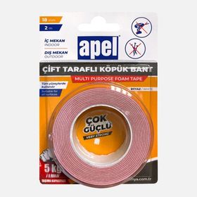 Apel Çift Taraflı Köpük 18 mm x 2 mt Beyaz Blister Bant