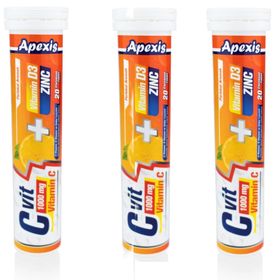 Apexis Vitamin C D3 Zinc 3x20 Efervesan Tablet