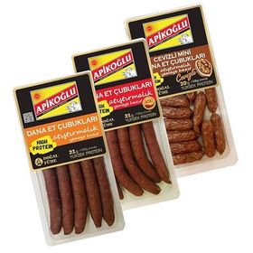 Apikoğlu 3x110 gr Cevizli + Acılı + Sade Dana Et Çubukları