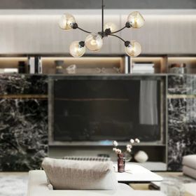 Aplika Ecvet 6'lı Siyah Modern Retro Avize