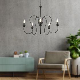 Aplika Flor 5'li Siyah Modern Avize