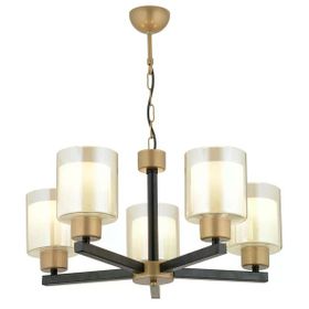 Aplika Jade 5'li Avize Eskitme Siyah Boyalı Çift Camlı Modern Retro Avize