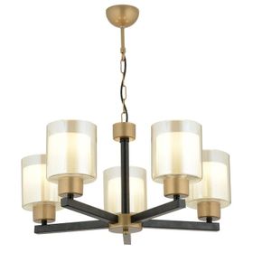 Aplika Jade 5'li Avize Eskitme Siyah Boyalı Çift Camlı Modern Retro Avize