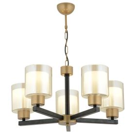 Aplika Jade 5'li Avize Eskitme Siyah Boyalı Çift Camlı Modern Retro Avize