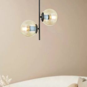 Aplika Malibu 2'li Siyah Bal Camlı Modern Retro Avize