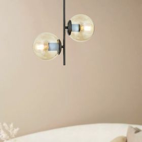 Aplika Malibu 2'li Siyah Bal Camlı Modern Retro Avize
