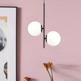 Aplika Malibu 2'li Siyah Beyaz Camlı Modern Retro Avize