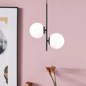 Aplika Malibu 2'li Siyah Beyaz Camlı Modern Retro Avize