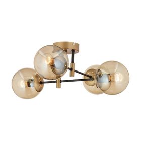 Aplika Maral 4'lü Siyah Eskitme Bal Camlı Modern Retro Avize