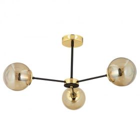 Aplika Nide 3'lü Siyah Gold Bal Camlı Modern Retro Avize