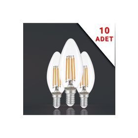 Apliqa 10 Adet Led Filamanli E14 Rustik 6 Watt 3000k Gün Işığı C35 Ampul