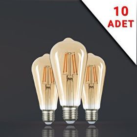 Apliqa 10 Adet Led Filamanli E27 Rustik 6 Watt 2500k Gün Işiği St64 Ampul