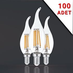 Apliqa 100 Adet Kivrik Uçlu Filamanli E14 Rustik 6 Watt 3000k Gün Işığı T35 Ampul