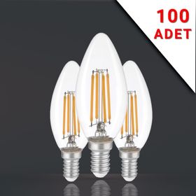 Apliqa 100 Adet Led Filamanli E14 Rustik 6 Watt 3000k Gün Işığı C35 Ampul