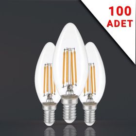 Apliqa 100 Adet Led Filamanli E14 Rustik 6 Watt 3000k Gün Işığı C35 Ampul