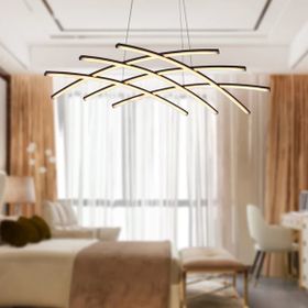 Apliqa 12150-58W-BL Brian Mat Siyah Boyalı Sarkıt Salon Oturma Odası Ledli Avize