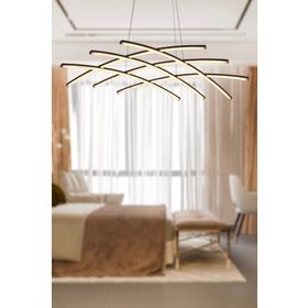 Apliqa 12150-58W-BL Brian Mat Siyah Boyalı Sarkıt Salon Oturma Odası Ledli Avize