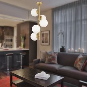 Apliqa 3546-03-FR Meyo 3'lü Eskitme Bal Camlı Salon Avize,