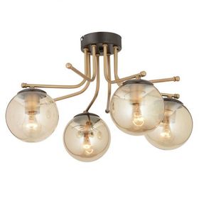 Apliqa 3559-04-BL Edin 4lü Siyah Eskitme Bal Camlı Salon Avize