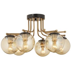 Apliqa 3559-06-BL Edin 6lı Siyah Eskitme Bal Camlı Salon Avize